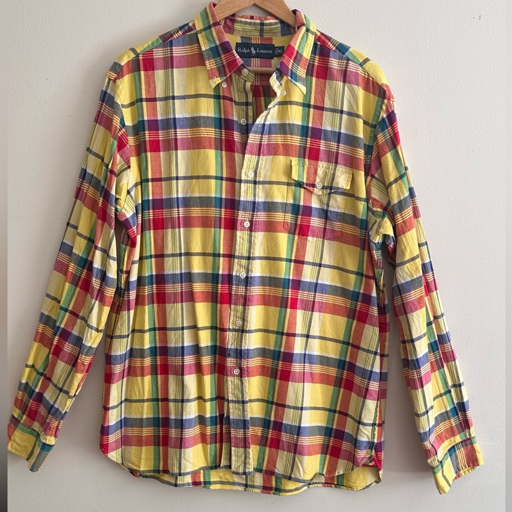 Ralph Lauren Button Front Long Sleeve Plaid Shirt